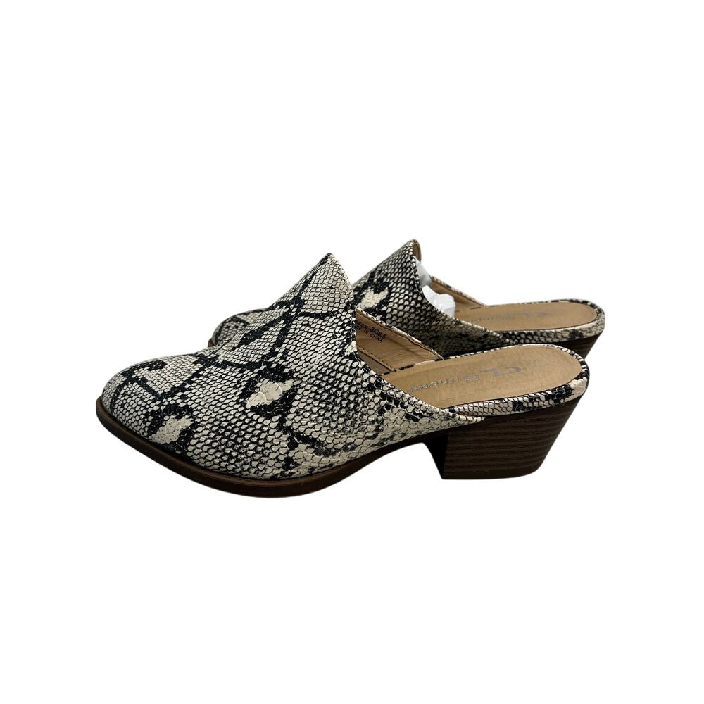 CL by Laundry women's mule slides snake embossed block heel pointed toe size 8